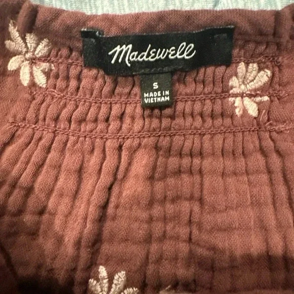 Madewell Embroidered Lightspun Peplum Open Back Top Women Small - Picture 5 of 7